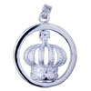 Crown In  Circle  925 Sterling Silver  Pendant 