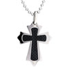 Stainless Steel Black Checkered Cross Pendant