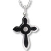 Stainless Steel Rounded Black Checkered Cross Pendant