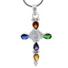 Multi Color Cz Cross Pendant