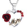 Studded Mom Flower Heart Pendant