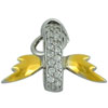 Studded Hoop With Golden Wings Pendant