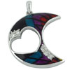 Studded Crescent Moon And Heart Pendant