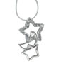 Sterling Silver Dangle Cz Star And Moon Pendant