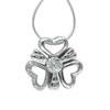 Sterling Silver Heart Cz Clover Pendant
