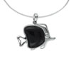 Sterling Silver Cz Black Fish Pendant