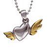 Sterling Silver Gold Tone Flying Heart Pendant