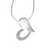 Sterling Silver Half Solid Heart Cz Pendant