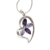 Sterling Silver Purple Cz Heart Pendant