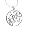 Sterling Silver Cz Flowers In Circle Pendant