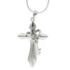 Sterling Silver Cross Cz And Key Pendant