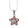  Sterling   Silver  Faux Pearl Accented Flower Pendant