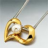 Golden Artistic Heart With Fresh Water Pearl Summer Pendants