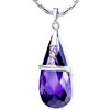 February Birthstone Purple Crystal Drop With Incomplete Oval Metal Pendant