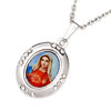 Mary Mother Of Jesus Photo Oval Silver Tone And Crystal Pendant