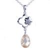 925 Sterling Silver Flower Dangle Topaz Yellow Crystal Drop Pendant Neckla...