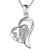 925  Sterling Silver Clear White Crystal Love Heart Pendant Necklace Sterl...