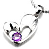 925  Sterling Silver Amethyst Purple Open Heart Love Pendant Necklace Ster...