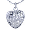 Bear Hollow Carved  Heart  Pendant  Sterling   Silver 
