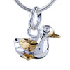 Two Tone Duck Pendant Sterling Silver