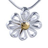 Golden Pistil  Flower   Pendant  Sterling Silver