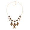 Brown Semi Precious Stone Dangle Pendant Bubble Bib Statement Necklace 18&...