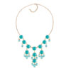 Aquamarine Blue Semi Precious Stone Dangle Pendant Bubble Bib Statement Ne...