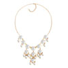 Clear White Semi Precious Stone Dangle Pendant Bubble Bib Statement Neckla...