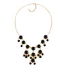 Black Semi Precious Stone Dangle Pendant Bubble Bib Statement Necklace 18&...