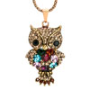 18K Gold Plated Colorful Crystal Diamond Accent Cute Owl Pendant Necklace