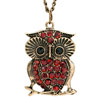 18K Gold Plated Nov Birthstone Topaz Yellow Crystal Vintage Owl Pendant Ne...