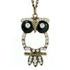18K Gold Plated Clear White Crystal Diamond Accent Vintage Owl Pendant Nec...