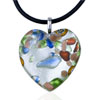 Dichroic Glass Blue Green And Red Dots Heart Murano Pendant