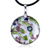 Dichroic Glass Purple And Green Speckle Round Murano Pendant