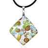 Dichroic Glass Blue And Green Spots Square Murano Pendant