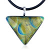 Dichroic Glass Golden And Sea Blue Triangle  Murano  Pendant