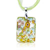Silver Foil Yellow Flower Dichroic Glass Pendant