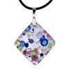 Dichroic Glass Red Green And Pink Square Murano Pendant