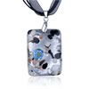 Silver Foil Gray Flower Dichroic Glass Pendant
