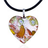 Dichroic Glass Orange And Red Blotched Design Murano Pendant
