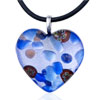 Dichroic Glass Blue Speckle Heart Murano Pendant