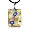 Dichroic Glass Blue Flower Rectangle Murano Pendant
