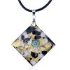 Dichroic Glass White Black And Pink Spots Square Murano Pendant