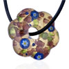 Dichroic Glass Deep Red Spots Six Petal Flower Shaped Murano Pendant