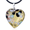 Dichroic Glass White And Black Spots  Heart  Murano Pendant