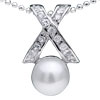 X With Pearl 925  Sterling   Silver   Pendant 