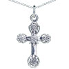 Flower Shaped Cross 925 Sterling Silver Pendant