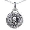 Round Skull And Bone 925 Sterling Silver Pendant