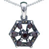Garnet Flower  925   Sterling   Silver  Pendant PD_YW218