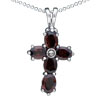 Garnet Color Cross 925 Sterling Silver Pendant